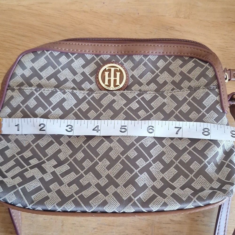 Tommy Hilfiger Crossbody Bag Monogram Jacquard Tan & Brown Purse - Picture 10 of 11
